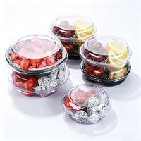 Groothandel ronde voedselveilige fruitsalade doos met transparant deksel, wegwerpbaar plastic fruitplateau met compartimenten