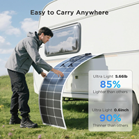 Panneau solaire fin, léger et flexible 280W monocristallin, panneau PV pliable pour camping-car, caravane, yacht, installation sur toit courbé