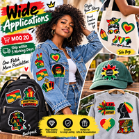 Patch brodé en gros pour le Mois de la Histoire des Noirs, Juneteenth, Afro Pan-Africain, thermocollant ou à coudre