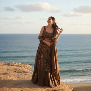 Elegante Lehenga Tradicional de Georgette con Blusa y Dupatta, Diseñador, Exportador y Proveedor Indio - Product Image 1