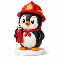 Figurine de Pinguin Pompier Personnalisée en PVC, Jouet Chibi avec Casque et Extincteur, OEM ODM, Cadeau de Collection en Boîte Mystère, Vente en Gros