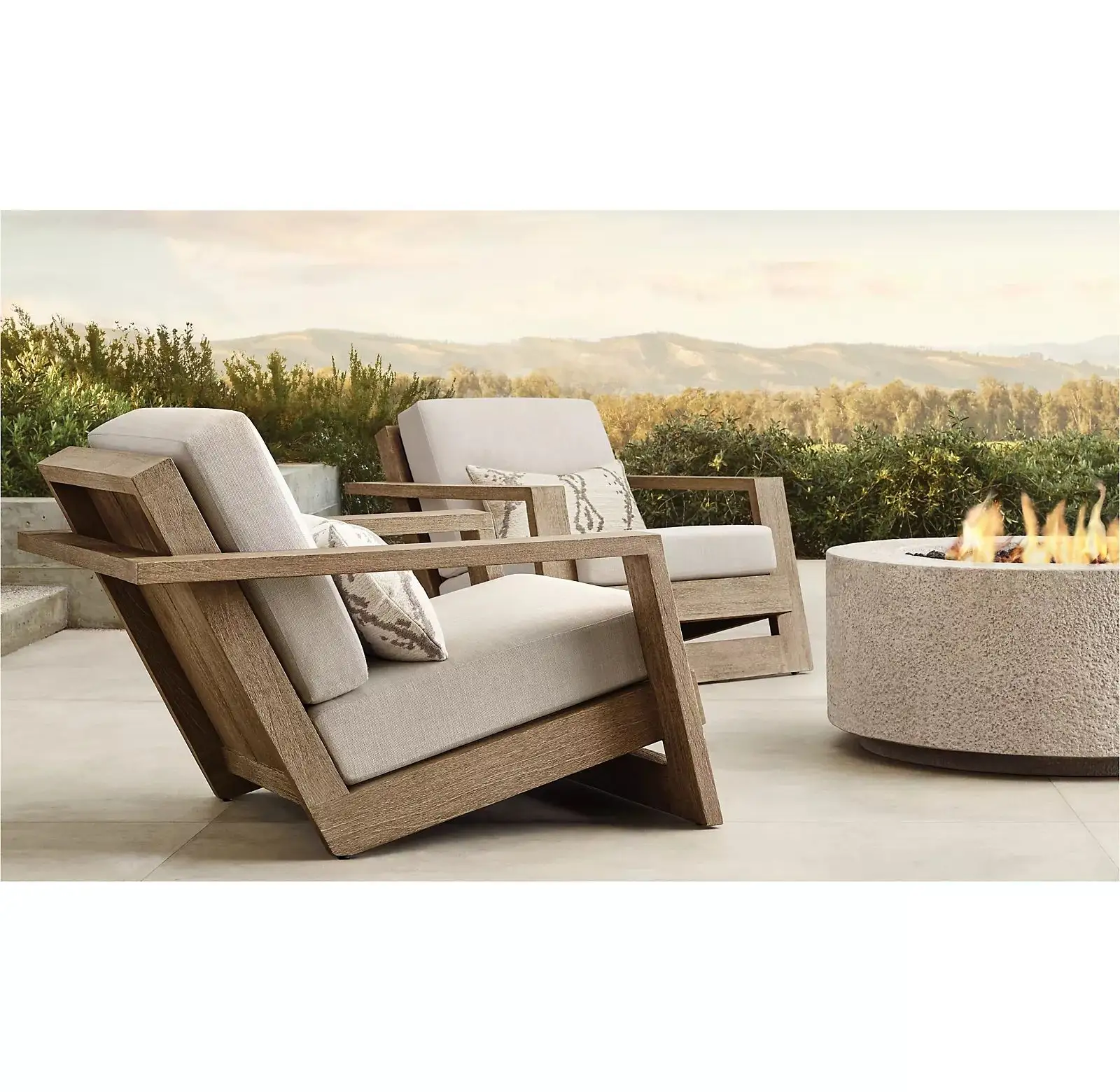 Zeen furnitur luar ruangan Modern kursi santai jati kayu taman Sofa panjang cepat kering katun kursi Sofa tunggal perabot jati