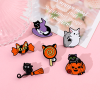 Broche d'Halloween mignonne, motif fantôme et citrouille de dessin animé, badge amusant, cadeau commémoratif de fête, en métal personnalisable, épingle de revers