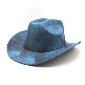 नीले कढ़ाई विंटेज पश्चिमी काउबॉय टोपी बनावट सुंदर ब्रिटिश जैज़ आकस्मिक चार सीज़न पुरुषों महिलाओं के लिए यात्रा - Product Image 3