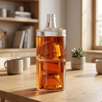 Bouteille en verre cristallin à fond plat, transparente, avec bouchon à vis demi-jin, scellée, couleur personnalisable, empilable, pour jus de fruits, vin et boissons énergisantes