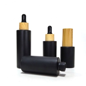 Skin Care 20ml 30ml Black Frosted Glass Cosmetic Serum Dropper <b>Bottles</b> 50ml 100ml Lotion <b>Bottle</b> with Gold Pump Caps - Product Image 6