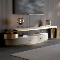 Table basse de salon de luxe italienne légère et combinaison de meuble TV en acier inoxydable table basse moderne et simple neuve