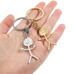 Gantungan kunci logam Doodle lucu, gantungan kunci liontin jari tengah hadiah perhiasan persahabatan jarak jauh untuk tas sekolah