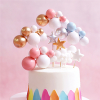 Homesun Boule de Mousse de Taille Mixte 2cm 2.5cm 3cm 4cm 20pcs Noir Or Ruban Rose Boules Gâteau Topper Faux Boules pour Gâteau d'Anniversaire