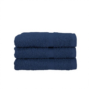 Solid Color Eco-Friendly Quick-Dry Cotton Bath <b>Towel</b> Set <b>Navy</b> Blue Rectangle Woven Hotel Use Adult Size - Product Image 2