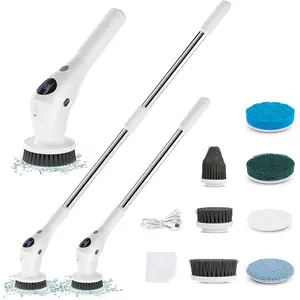 Mới Đến Hộ Gia Đình Quay Scrubber 8 Trong 1 Pin Có Thể Sạc Lại Điện Làm Sạch Bàn Chải Loại Bỏ Cứng Bướng Sàn Làm Sạch Bàn Chải