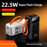 Power Bank 50000mAh Terlaris, Fast Charger dengan Kabel Built-in, Output 22.5W, Senter LED Portabel