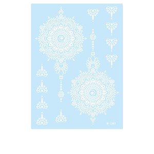 Temporary Tattoo Sticker <b>White</b> <b>Lace</b> Henna Design W-1394 Indian Style Transfer Printing For Wedding Body Art - Product Image 5