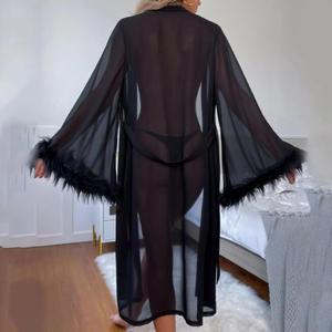 Pijama Sexy com Cardigã de Rede, Camisola Sexy, Robe Simulado - Product Image 4