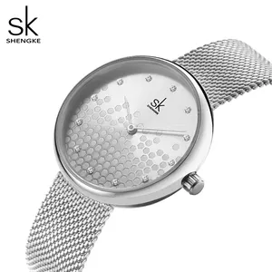 Custom Ss Mesh Band Horloges Merk Mesh Dame Polshorloge Honingraat Creatief Vrouwen Horloge Mode Waterdicht Zilver Horloge