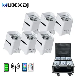 Muxxdj 4x18w RGBWA UV S4 Wireless Club light DMX Par Can Up lights Battery Powered LED Uplight For Wedding Party bar Dj