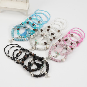 Fashion Jewelry <b>Beaded</b> <b>Bracelets</b> Set With Butterfly Tassel Charm Women's Gift Made In China - Product Image 2