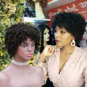 8 Inch Short <b>Pixie</b> <b>Cut</b> Jerry Non-Lace Human Hair <b>Wig</b> Honey Blonde Kinky Bang Factory Direct 100% Human Hair <b>Wig</b> - Product Image 4