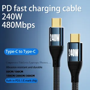 240 Вт USB C супер быстрый зарядный кабель TYPE-C для TYPE-C кабель USB кабель с нейлоновой оплеткой провод тела 3m супер длинный кабель