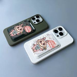 Cute Cartoon Magnetic PU Card case Compatible <b>for</b> 16 Pro <b>Phone</b> case Custom Design Light and Fresh Short Unisex - Product Image 2