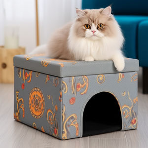 Bailey personnalisation tissu <span class=keywords><strong>lin</strong></span> cuir maison pour animaux de compagnie déodorant pouf pour animaux de compagnie tabouret chat maison - Product Image 3