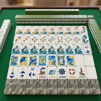 Jeu de Mahjong Nautique en Acrylique, 160 Tuiles avec Motifs Phare et Ancre, Élégant pour Cadeau et Décoration