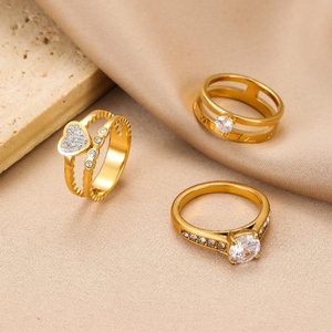แหวนสแตนเลสประดับเพชรซิคอนรูปหัวใจหลายชั้น ดีไซน์สวยงาม ขายส่ง - Product Image 4