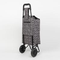 Sac de courses à roulettes personnalisé imprimé léopard 33l avec poche zippée sécurisée, vente en gros