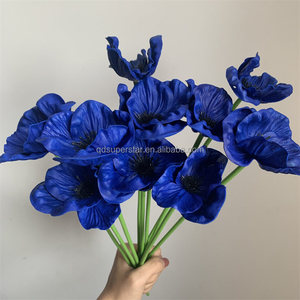 E-819 Flor de Anémona Artificial al por Mayor, Tallo Único, Mini Anémona Artificial de PU, Azul - Product Image 1