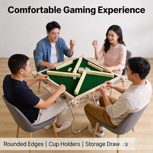 <span class=keywords><strong>Table</strong></span> de jeu de mahjong pliable pour 4 joueurs, facile à transporter, <span class=keywords><strong>table</strong></span> de mahjong portable avec tiroirs, gain de place, <span class=keywords><strong>table</strong></span> de jeu de cartes pliable - Product Image 1