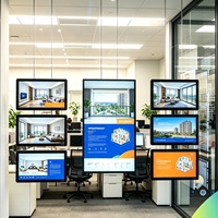 Écran LCD publicitaire commercial multi-écrans suspendu pour agences immobilières, disponible en plusieurs tailles