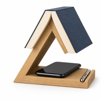 Support de livre triangulaire en bois de chêne moderne, multifonctionnel, pour lecture sur table, avec fente pour téléphone, pour bureau