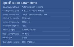 Contador de billetes EURO de última generación con detección UV y MG para <span class=keywords><strong>USD</strong></span>, <span class=keywords><strong>EUR</strong></span>, INR, con pantalla LCD, máquina contadora de efectivo. - Product Image 6
