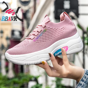 Zapatillas Deportivas Casuales de Punto Transpirables en Blanco y Negro para Mujer, Zapatos de Moda Femeninos - Product Image 4