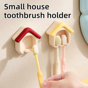 Lindo Soporte para Cepillos de Dientes con Forma de Casita, Autoadhesivo, Sin Taladro, Montaje en Pared, Secado Rápido, Organizador de Baño - Product Image 6