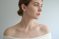 Bijoux INS Tendance en Acier Inoxydable, Parure de Bijoux Fleur Plaqué Or 18K avec Collier Pendentif et Boucles d'Oreilles au Motif Irrégulier
