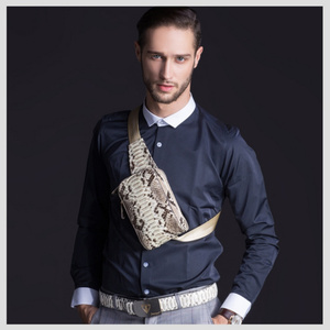 OEM ODM Personalizado de Lujo Real Genuino <span class=keywords><strong>Piel</strong></span> de Serpiente de Cuero Pequeño Mujeres Hombres Unisex Crossbody Hombro Sling Pecho Bolsas - Product Image 2