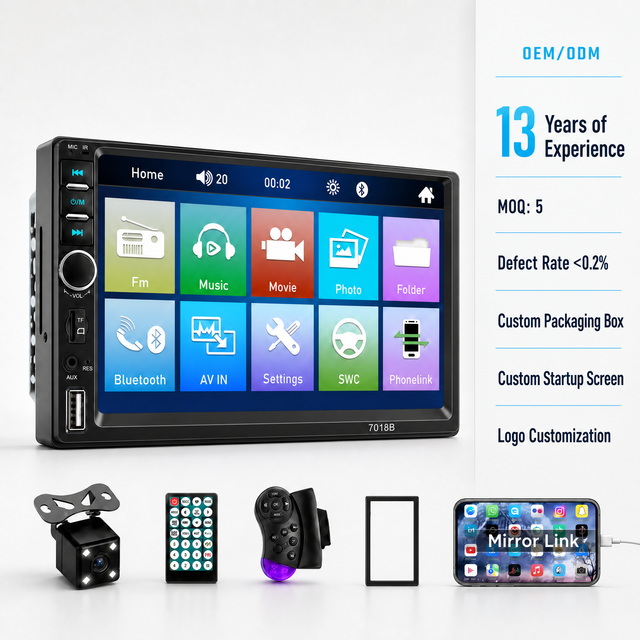 Supplier 7-Inch HD Touch Screen Car Stereo 2 Din Radio MP5 Player Bluetooth Multimedia USB SD Amplifier OEM/ODM Factory Price