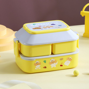 Fiambrera Bento para estudiante con compartimento de 2 capas, fiambrera térmica portátil para horno microondas, contenedor de comida calentable - Product Image 6