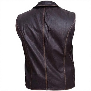 Gilet en cuir véritable pour homme, col mandarin, simple boutonnage, vêtement d'extérieur formel, respirant, couleur unie, longueur standard, hiver - Product Image 3