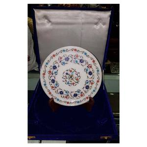 Assiette en marbre incrusté avec boîte décorative - Product Image 1