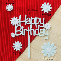 Ensemble de décoration de gâteau en acrylique marguerite or blanc avec mot «joyeux anniversaire» Nouveaux fournitures de décoration de gâteau de couleur rose noir en gros