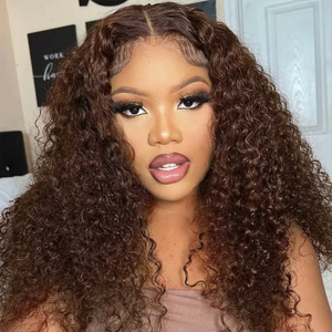 Wig Rambut Asli HD Cokelat Tua 13x4 Body Wave Lace Front Wig Brasil  Lace Frontal Wig Wanita Remy Berwarna - Product Image 5