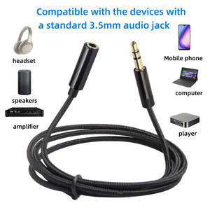 Son Hi-Fi 3.5mm Câble Aux Mâle à Femelle Nylon Tressé <span class=keywords><strong>Casque</strong></span> Cordon Aux Cordon Câble Audio Auxiliaire pour Voiture, <span class=keywords><strong>Casque</strong></span> - Product Image 3
