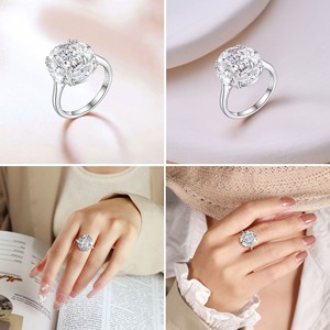 Bague de luxe en zircone haute teneur en carbone, coupe Fleur de Glace Flamme, en argent sterling 925, bijou de mariage et de fête, cadeau - Product Image 2