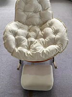 Fauteuil à Bascule de Salon Rembourré Confortable avec Repose-Pieds, Coussin Moelleux et Pouf pour le Salon