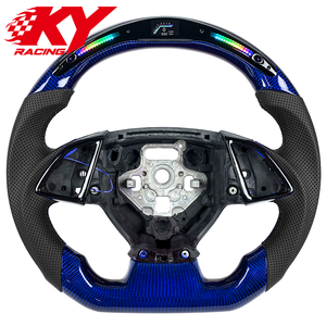 Volante deportivo LED de fibra de carbono azul personalizado con levas de cambio para Chevrolet Camaro SS ZL1 RS Corvette C7 Z06 ZR1 - Product Image 1