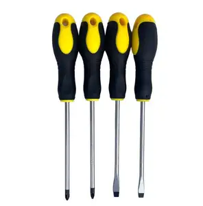 Flat-head cross magnetic 45# steel screwdriver with gummed non-slip handle