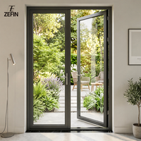 Porte à battant en aluminium à rupture de pont thermique, double vitrage insonorisé et coupe-vent, porte à charnières, taille personnalisée, écoénergétique