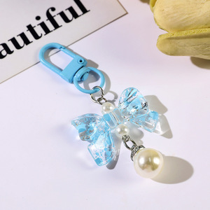 New Acrylic Candy Color Bow Pearl Pendant Mobile Phone Accessories Earphone Bag Pendant Keychain Wholesale - Product Image 2